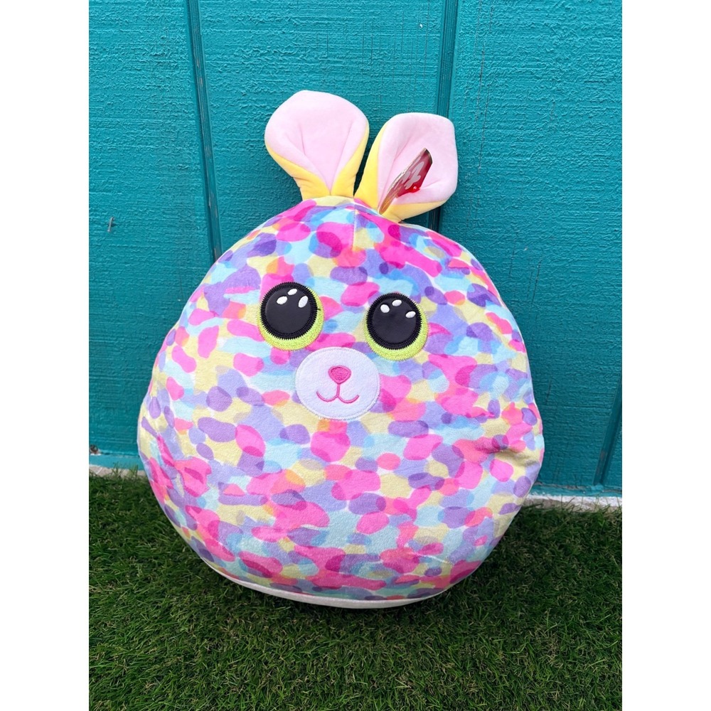Ty Squishy‎ Beanies Bon Bon Bunny Multi Color Plush Rabbit 39223 Large 14 Inch